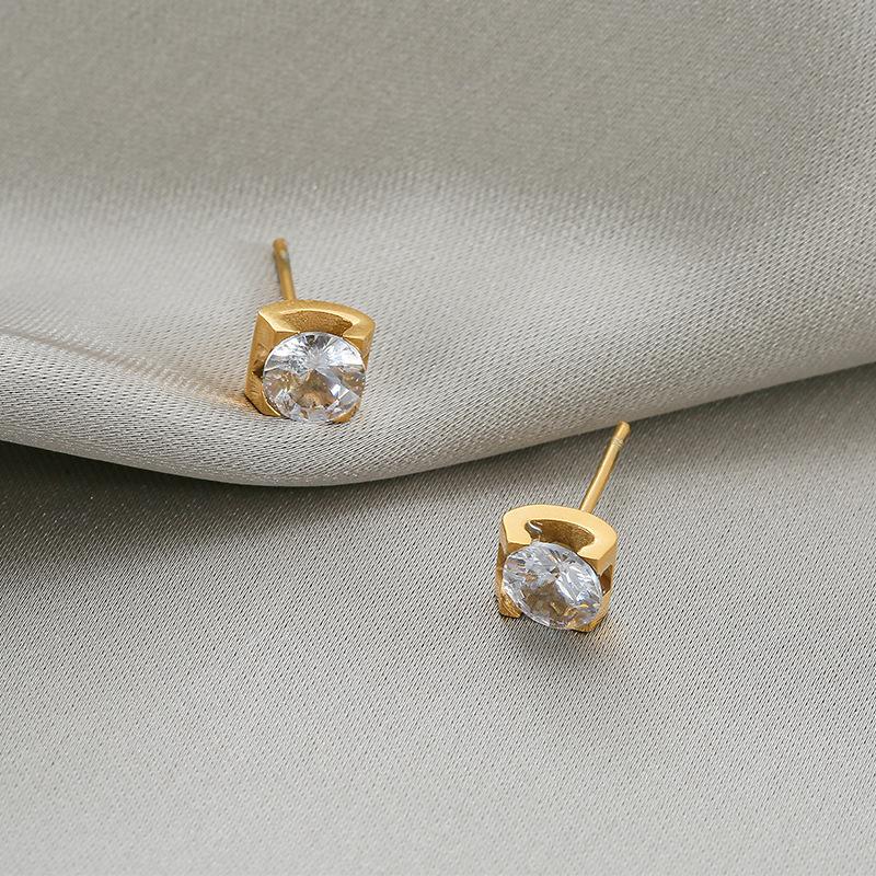 

Серьги-гвоздики женские серьги студенческие розовое золото с ювелирными серьгами не выцветают подарок