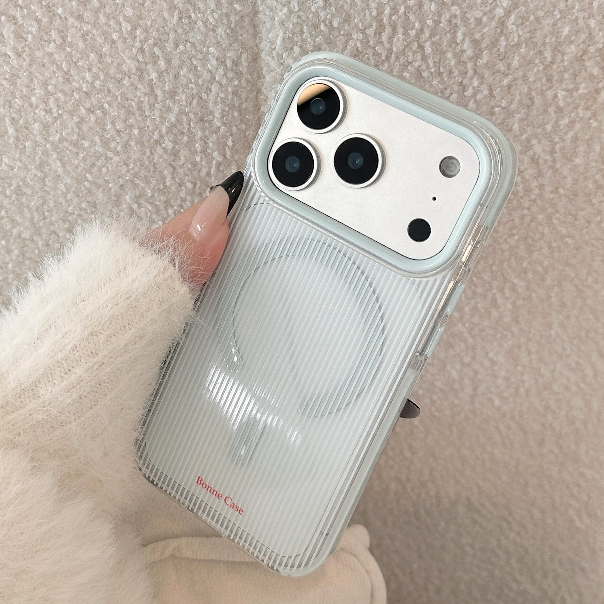 

Сине-красные полосы подходят для чехла для мобильного телефона Apple 17promax 15 Корейский iPhone16 Магнитный держатель в форме сердца 14 Мягкий чехол iPhone 17pro max