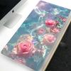 Water and Flower Mouse Pad XXL Desk Mat In Blue Pink Green White Stylish Design for Computers Offices and Gaming Keyboards