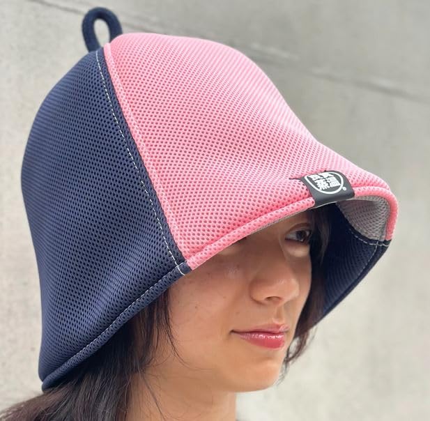 Pink & Navy Bicolor Hard Double Layer Next Generation 3-Layer Polyester Mesh Material Large Size Sauna Hat Reversible Original Product Unisex Roomy