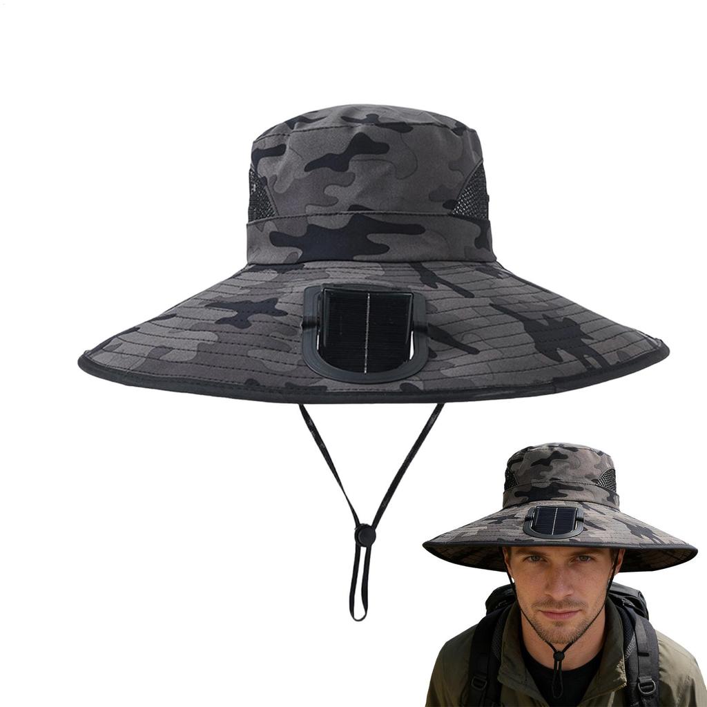 Portable Solar Charging Cap with Fan Fishing Hat For Outdoor Camping Fishing Hiking Sunscreen Fisherman Hat Solar Fan Cap