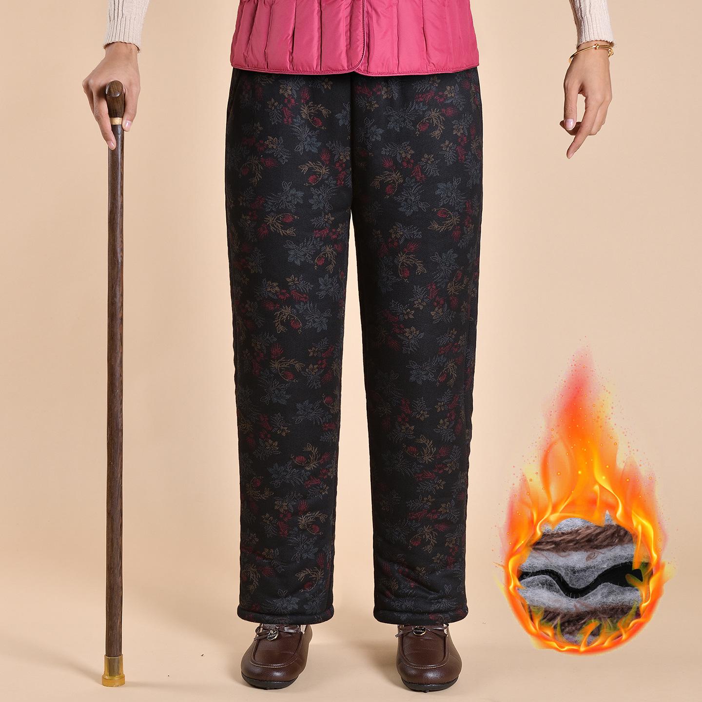 Elderly Women s Thickened Cotton Camel Hair Pants for Winter XL (80-105 lbs)