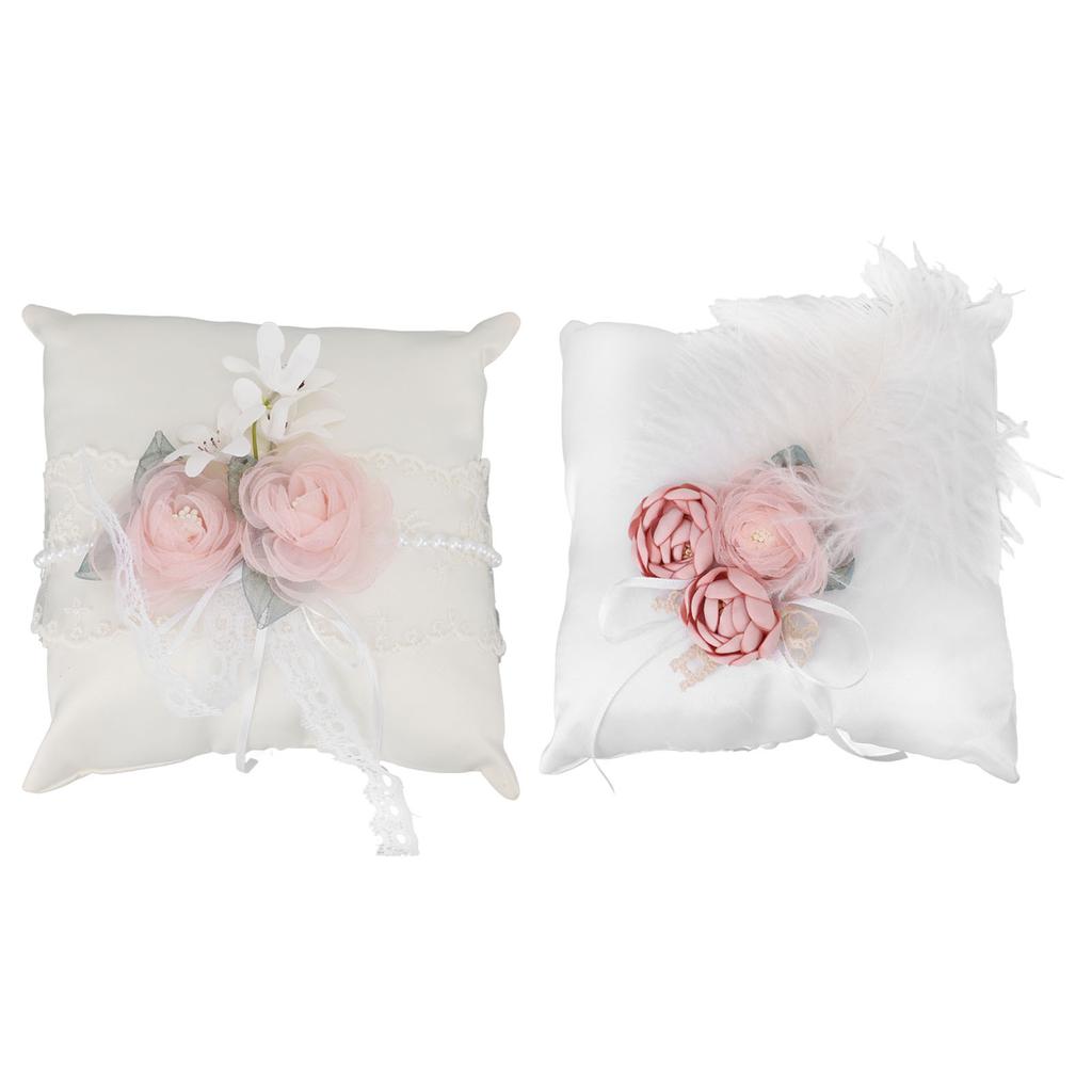 Mini Wedding Pillow Flower Decorative Wedding Engagement Display Bearer Pillow for Ceremony Proposal