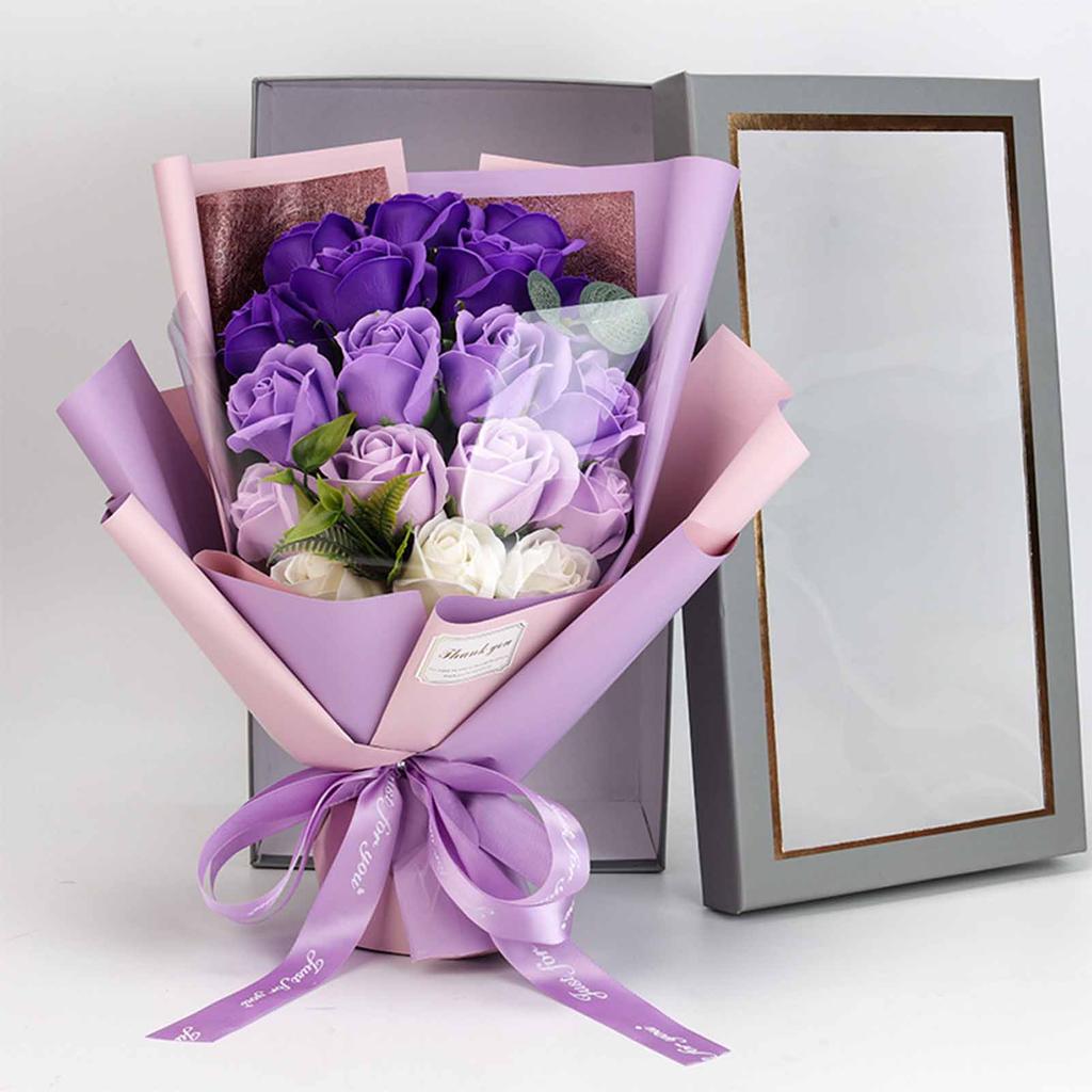 18pcs Soap Flower Bouquet Artificail Roses Forever Flower with Box Practical Valentine's Day Mother's Day Gifts Home Decoration