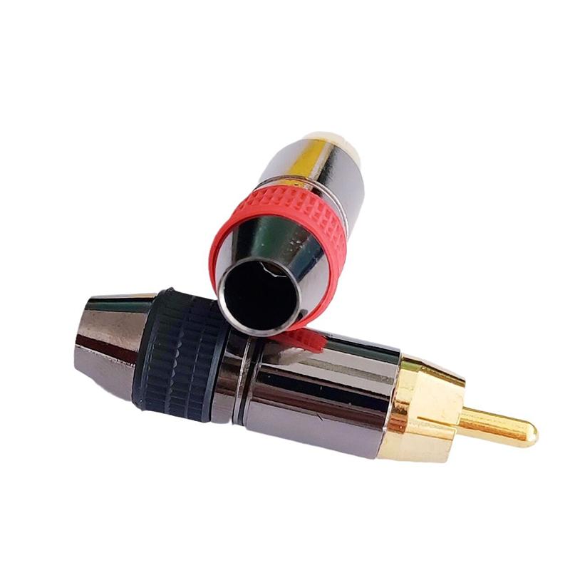 2Pcs Rca Male Plug Connector Non Solder Av Audio Video Locking Cable Plug Adapter Or Audio Cable Plug Video Cctv Camera Rca Jack
