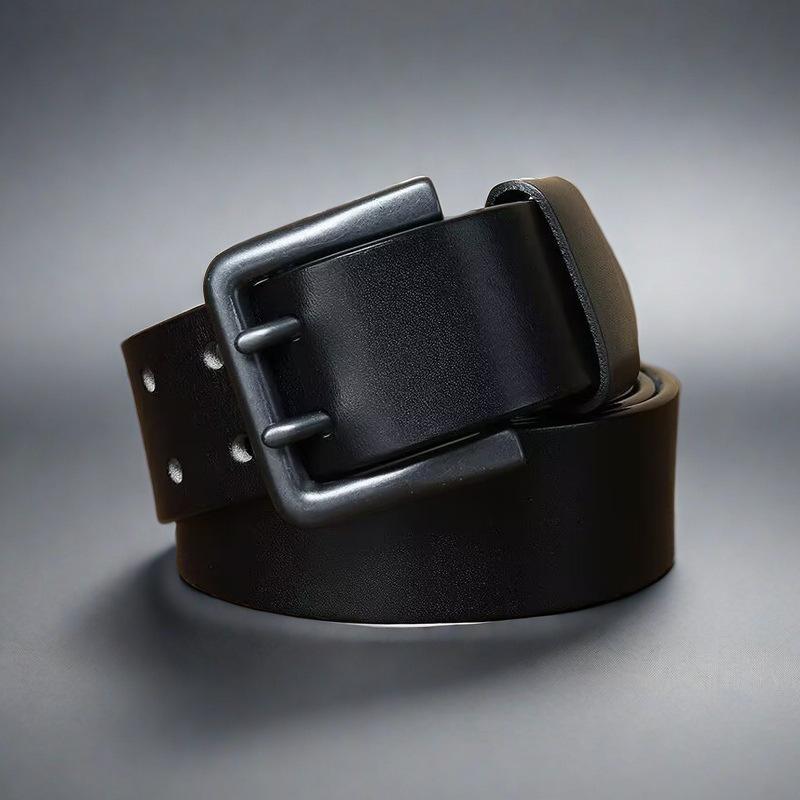 Heren Retro Jeugd Echt Leer Riem - 4,3CM Breed, Dubbele Gesp, Veelzijdig Koeienhuid Tailleband