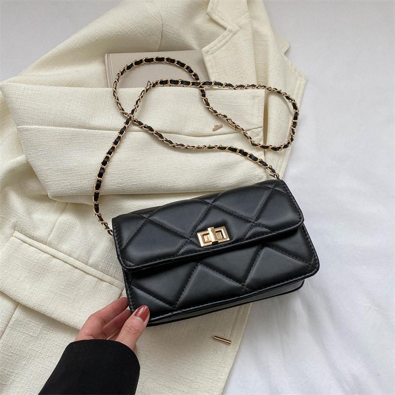 

Fashionable Minimalist Shoulder Bag Chic Small Square Style In Black White Green чёрный