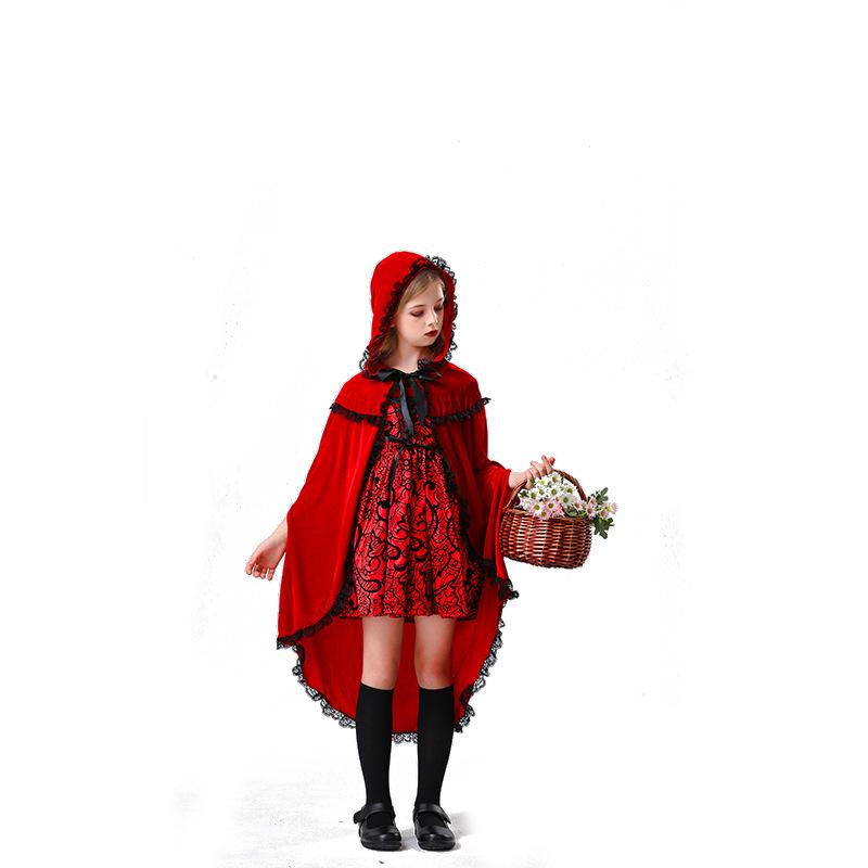 Cosplay Children's Halloween Cloak Cloak Little Red Riding Hood Costume Medieval Costume Cosplay June 1 Costume