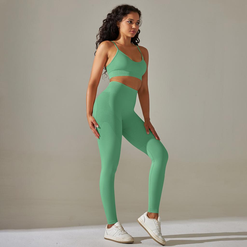 European and American seamless knitted solid color beautiful back, abdomen and hip lift underwear, yoga suit, running fitness nine-point pants