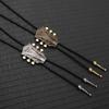 Handmade Retro Guitar Head Bolo Tie Necklace Men Women Western Cowboy Style Leather Chain Pendant Jewelry