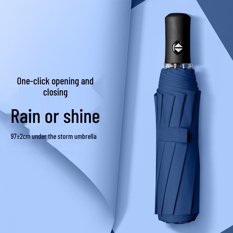 Men's Large Windproof Folding Umbrella: Reinforced, Sturdy, Dual-Use for Sun & Rain