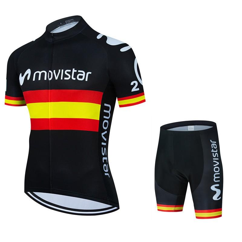 Herren Fahrradtrikot Trägerhosen Set 2026 Movistar Team Atmungsaktives Fahrset Rennrad