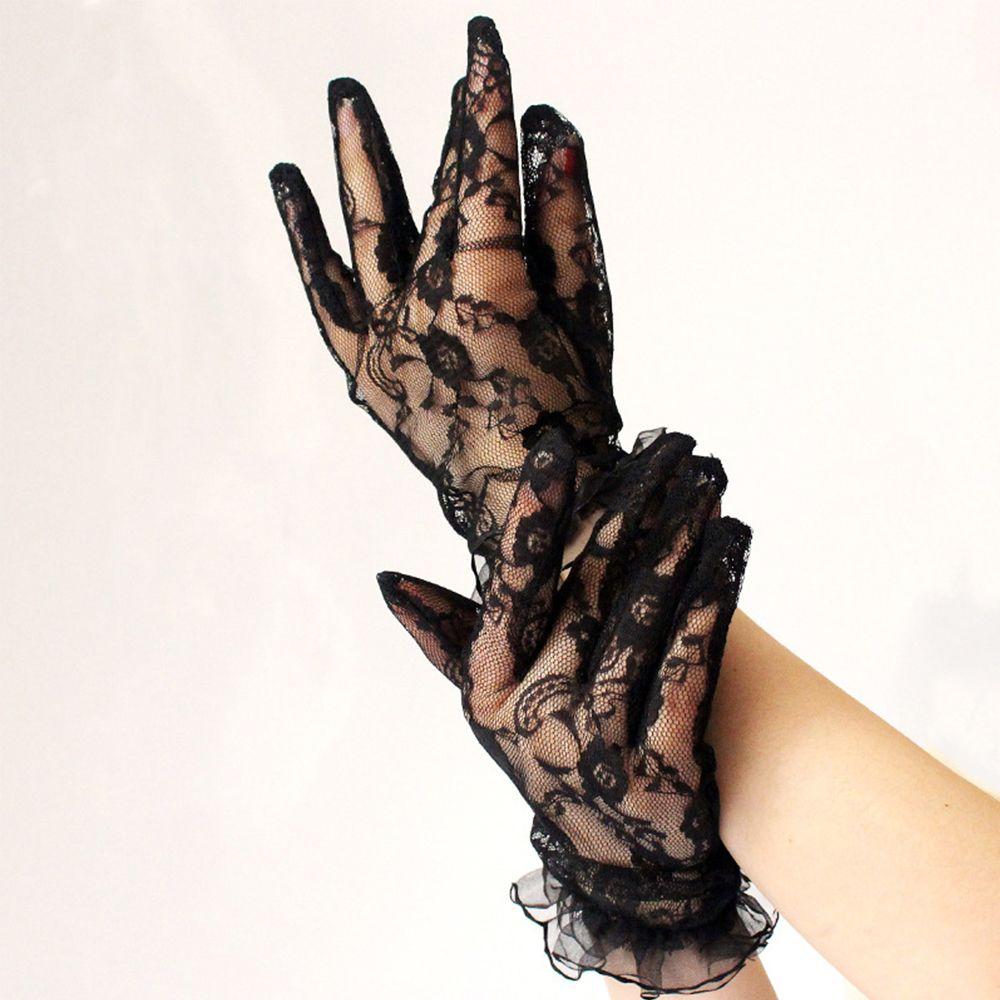 Summer Floral Side Sun protection Sexy Driving Gloves Mittens Short Gloves Women Gloves Lace Gloves