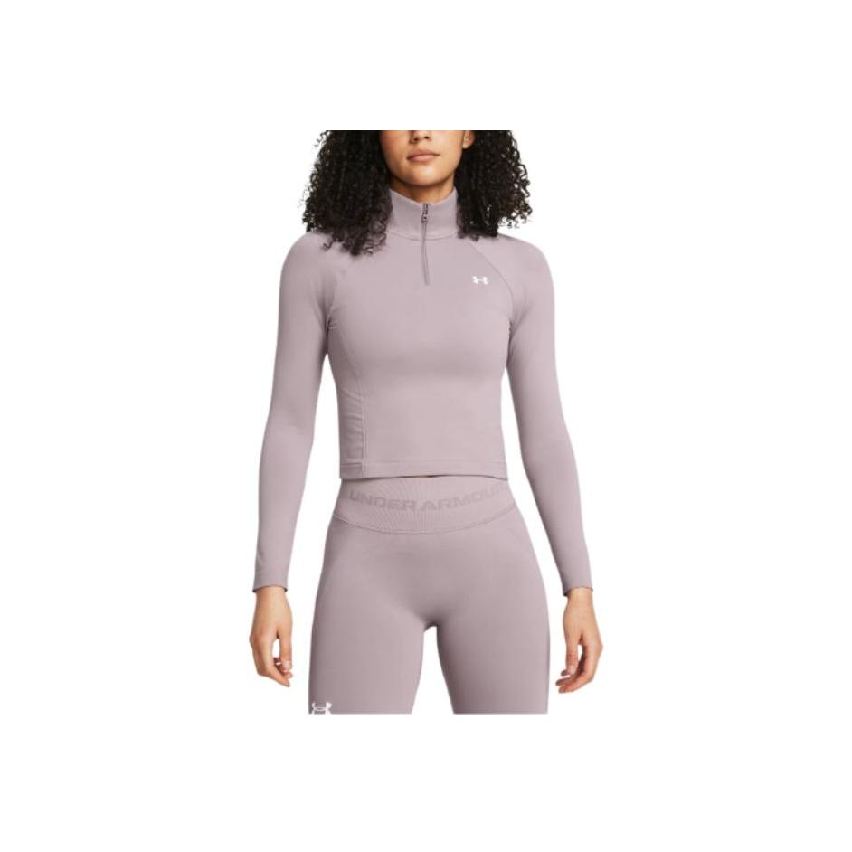 Under Armour Vanish Seamless Solid Color Breathable Short Sports Top Women Tops Fatigue-Gray 1384405-015