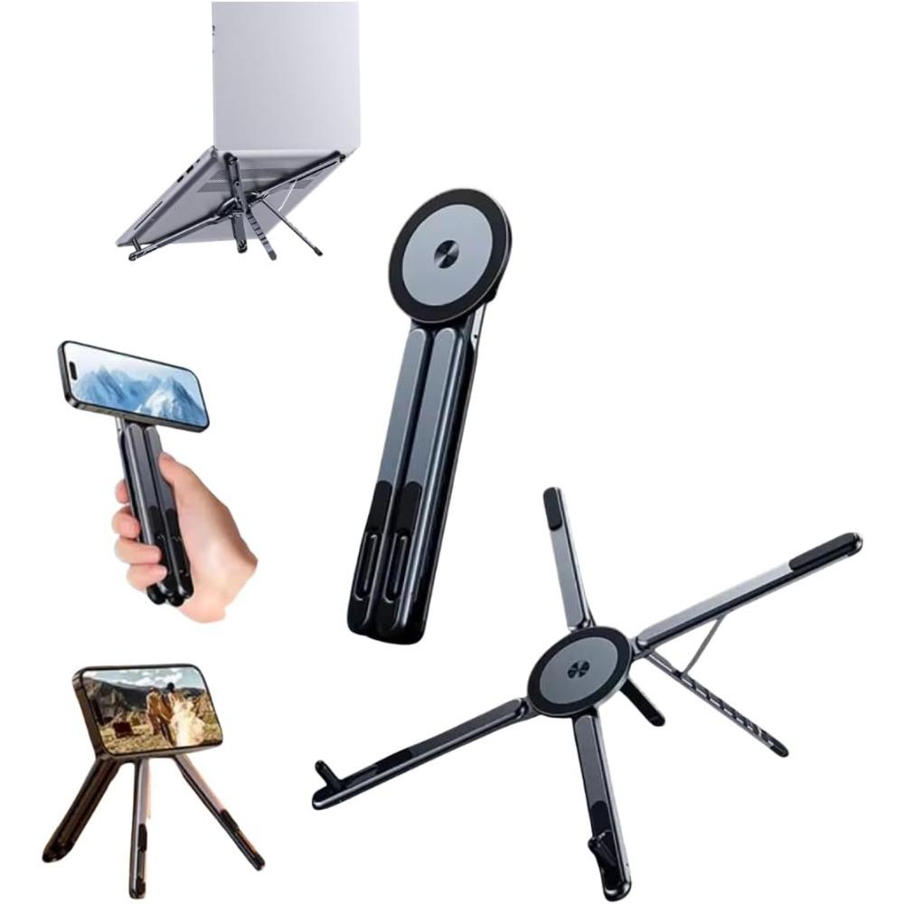 3-in-1 Adjustable Magnetic Foldable Laptop Stand Aluminium Ergonomic with Magsafe Tripod.