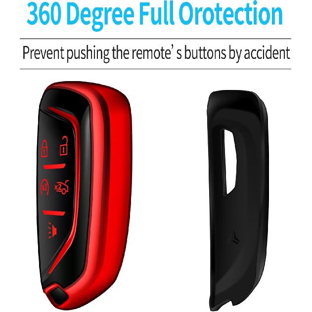 Tukellen for Cadillac Key Fob Cover Soft TPU Full Protection Key Case Compatible with -2025 Escalade Lyriq CT4 CT5 CT6 XTS XT4 XT5 ATS Key Shell