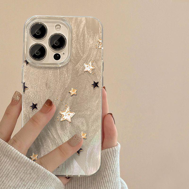 Compatible with Apple 17/15/14 Promax & iPhone 16/12, Minimalist Star Protective Phone Case.