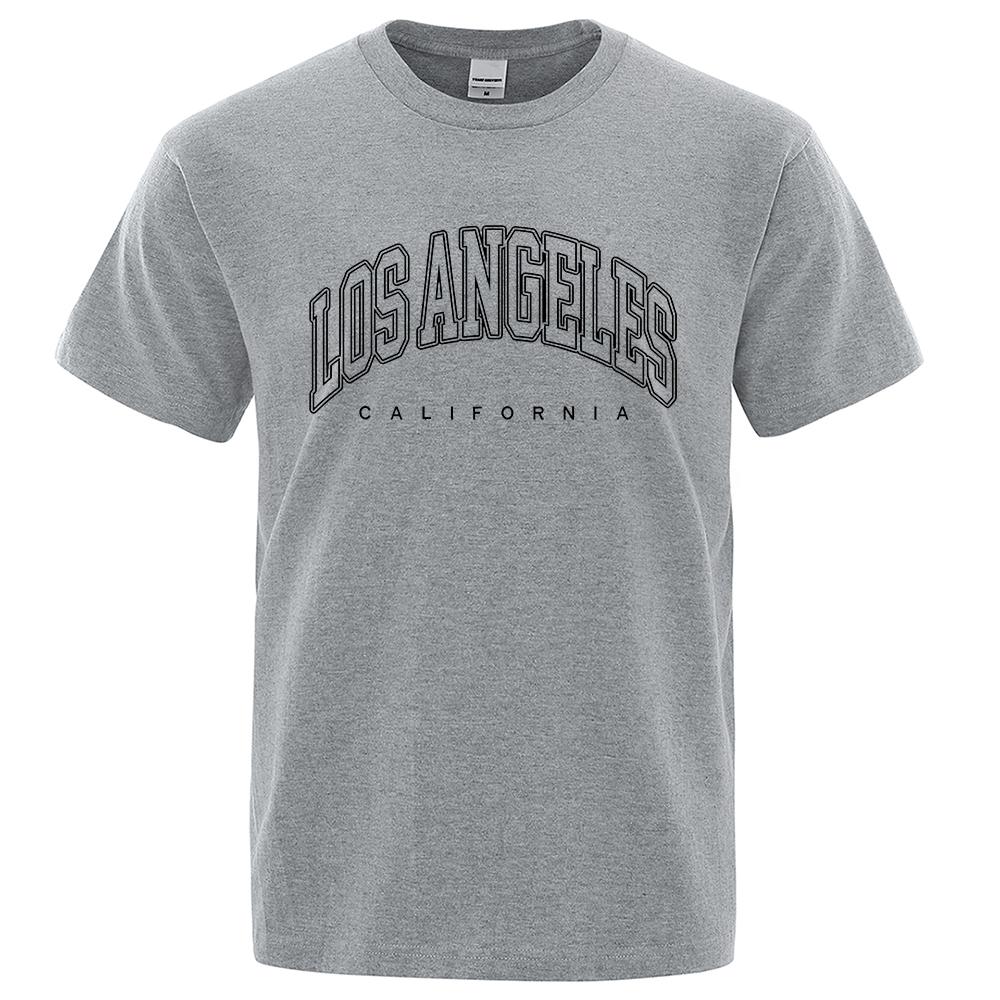 Los Angeles, United States Double Outline Men Women Tshirts Summer Oversize Loose Tops Breathable Cotton T Shirt