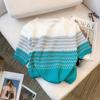 Striped Ice Silk Sweater Women's Short-sleeved Summer Loose Thin T-shirt Top