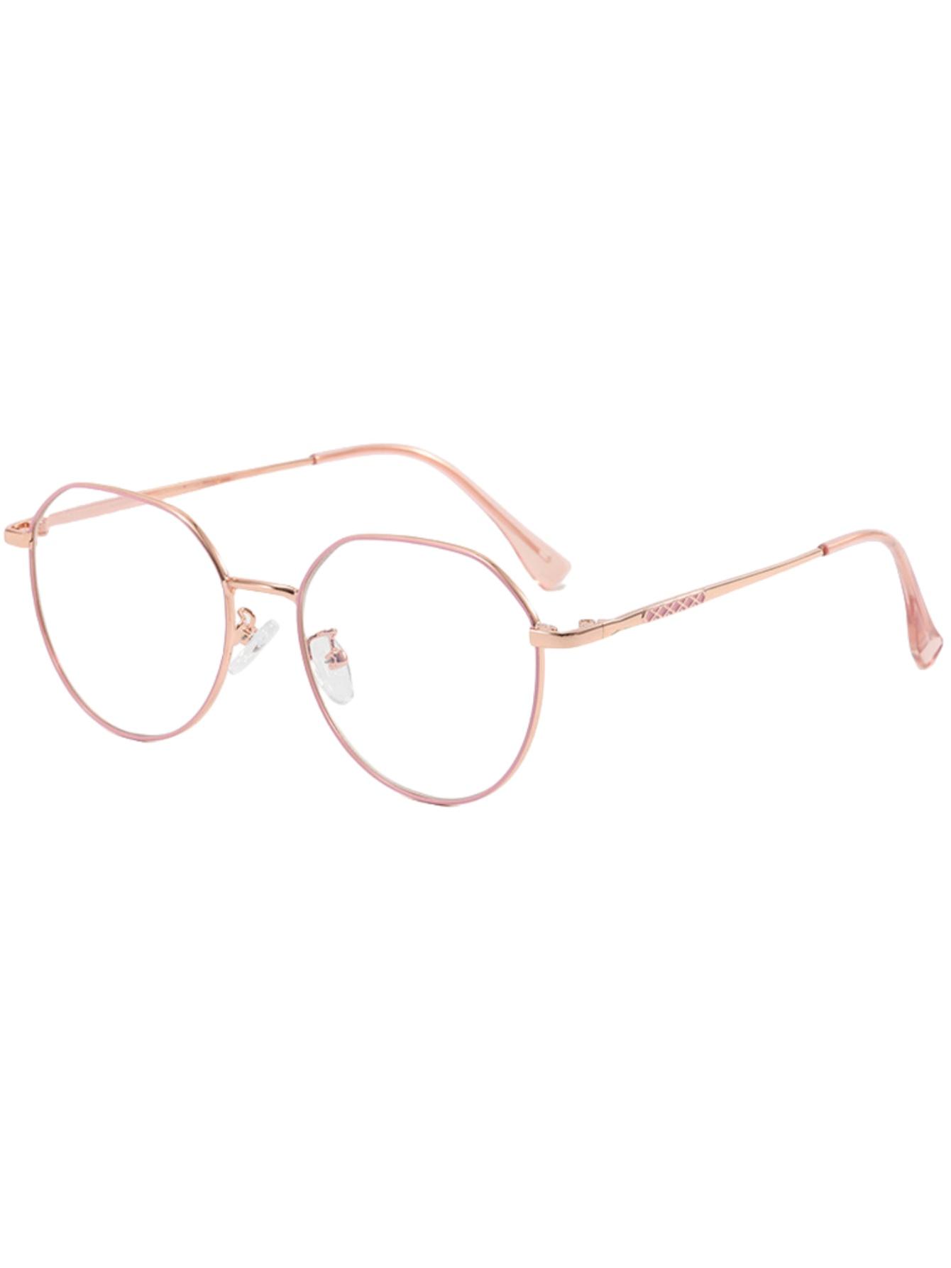 

New high-grade women s leisure trend wind metal glasses frame men s Joker glasses frame розовый