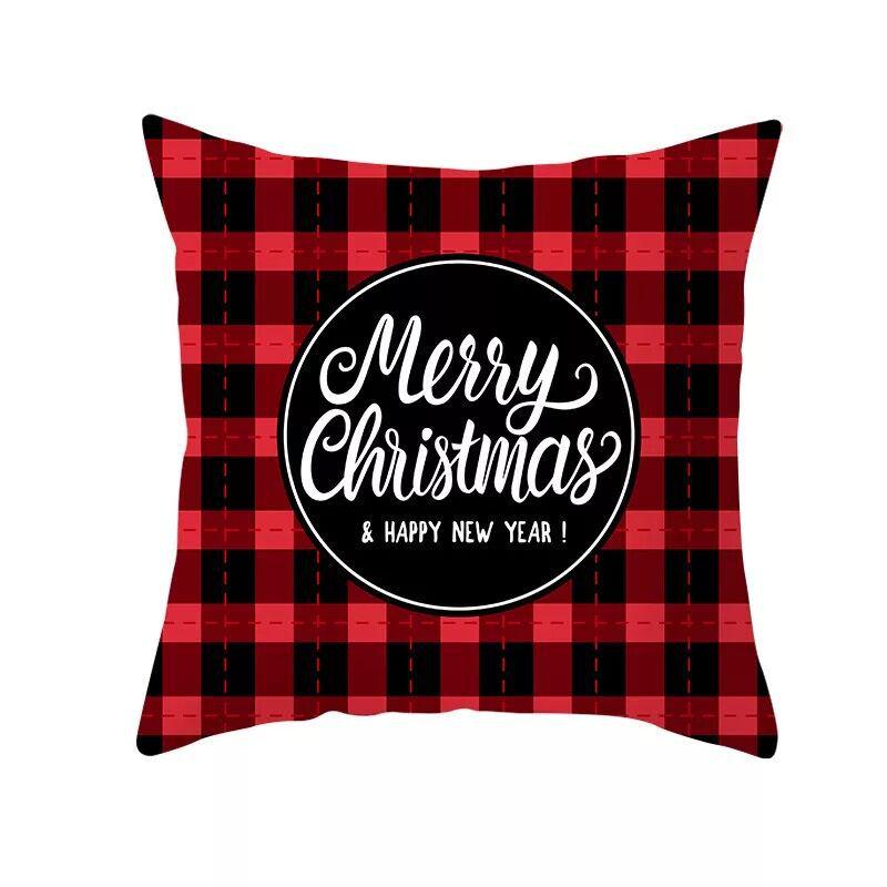 Classic Red Plaid Christmas Pillowcase Festive Home Decoration Gift Pillow Cushion Cover