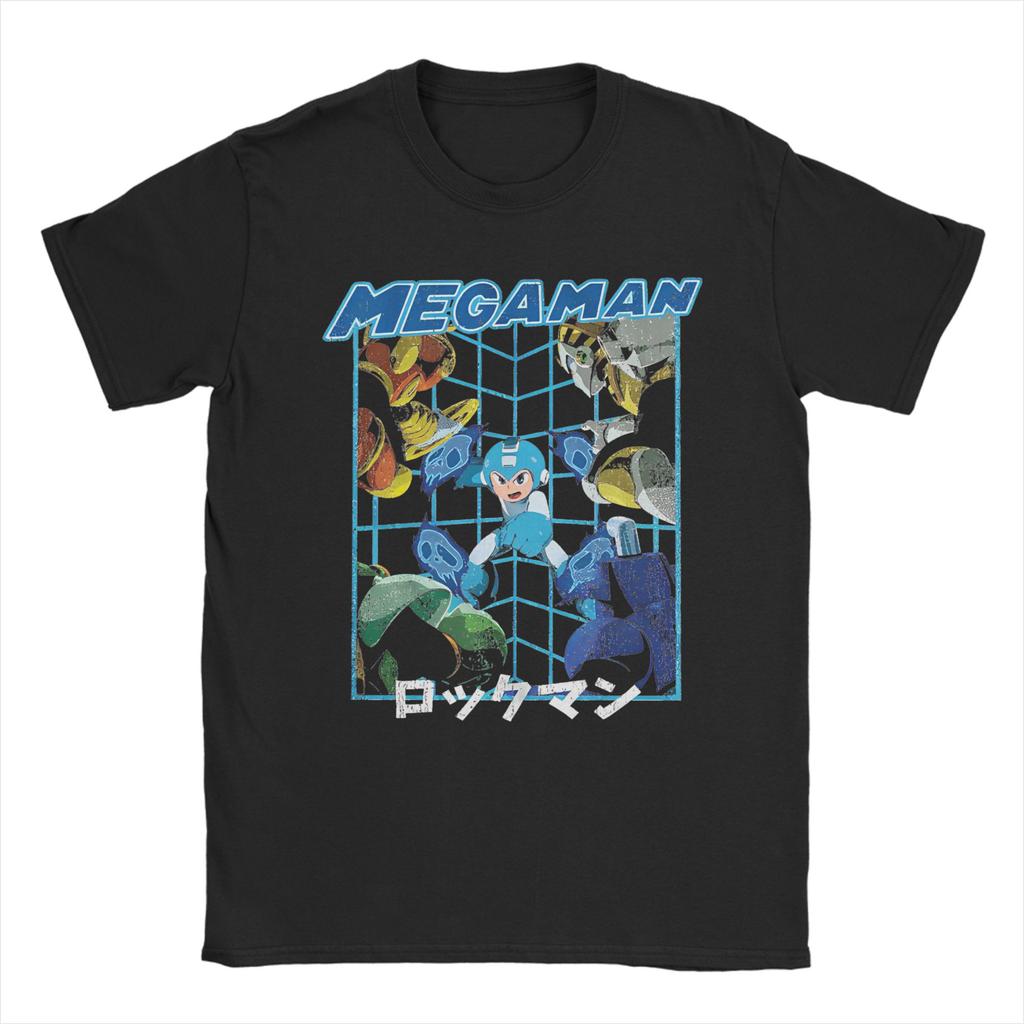 Retro Game Megaman X T-Shirt Men's Cotton Short Sleeve Round Neck Summer Tops