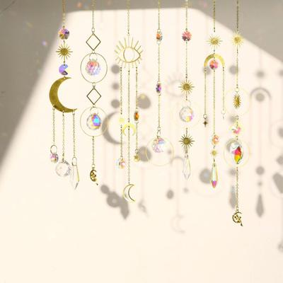 Faux Crystal Sun Catchers Prismatic Wind Chimes Rainbow Prisms Hanging Ornaments for Home Balcony Garden Decor