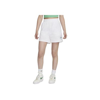 High-Waisted Woven Logo Print Casual Shorts Women Shorts White FN7219-100