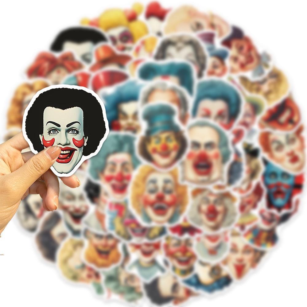10/50Pcs Cartoon Circus Clown Stickers Joker Graffiti Stickers for DIY Luggage Laptop Skateboard Motorcycle Bicycle Stickers