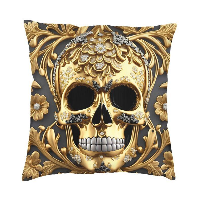 Golden Baroque Elegance Style Square Pillowcover Home Decorative Cushion Cover Throw Pillow for Car Doublesided Printing