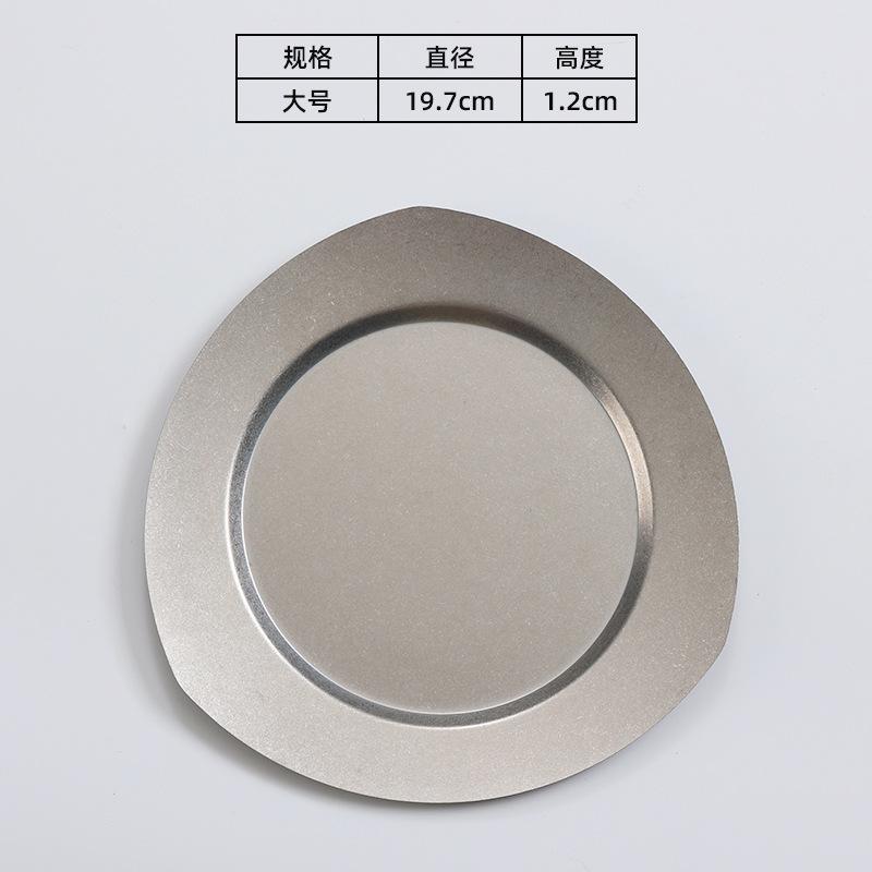 Vintage Stainless Steel Steak Dinner Plates Fruits Dessert Vegetable Shallow Plate Kitchen BBQ Picnic Restaurant Hotel Tableware