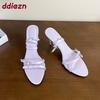 Fashion Fashion Butterfly-Knot Party Ladies High Heels Sandals Shoes Female Pointed Toe Footwear Ankle Buckle Women Heeled Sandals Shoes
