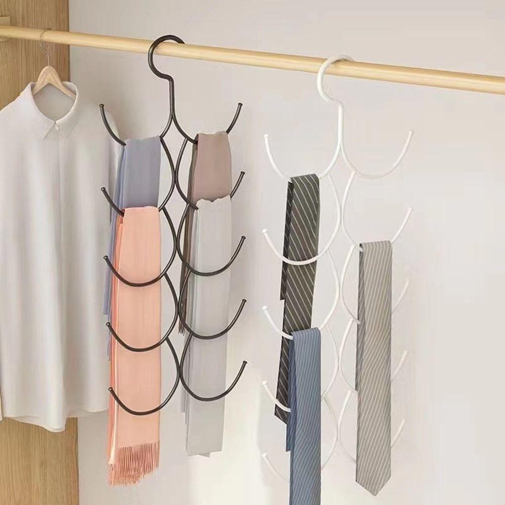 2Pcs Space Saving Belt Scarf Storage Hanger Metal Scarf Tie Rack Multi-layer Scarf Hanger  for Home