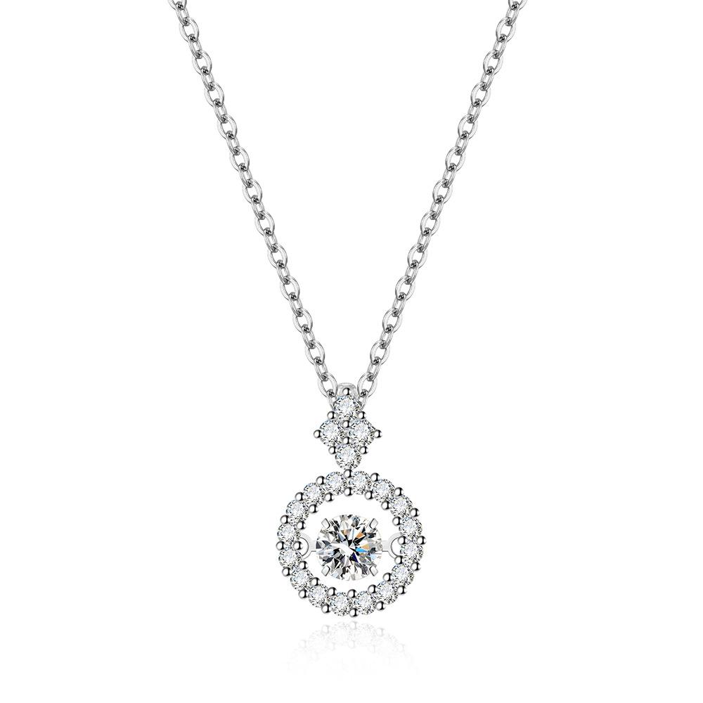 925 Sterling Silver Fashion Exquisite Beating Heart Zircon Necklace Birthday Party Anniversary Gift