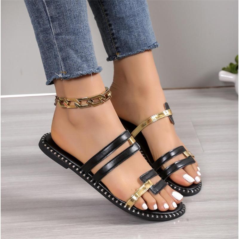 Fashion Slip on Anti-slip Peep Toe Ladies Casual Slides Lightweight Beach Slippers Comfortable Flat Shoes Zapatos De Mujer Slides Women