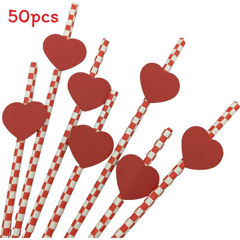 Ecofriendly Heart Card Disposable Paper Straws For Cake And Party Decor