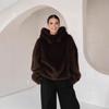 Womens Faux Fur Hooded Coat Winter Warm Streetwear Oversized Jacket With Pockets