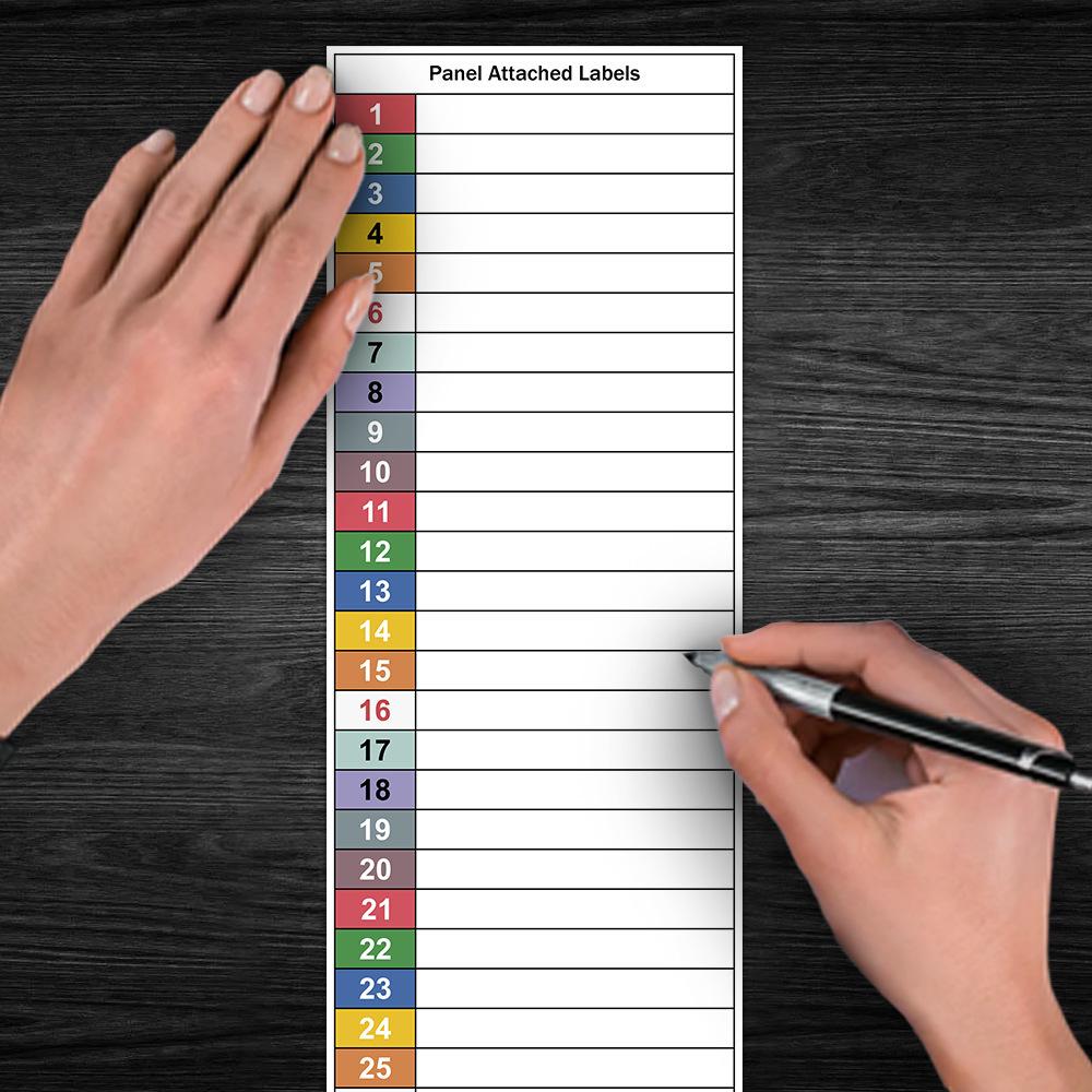 Sticker set with circuit breaker labels - writable stickers for electrical panels, distribution boxes, and electrical screens.