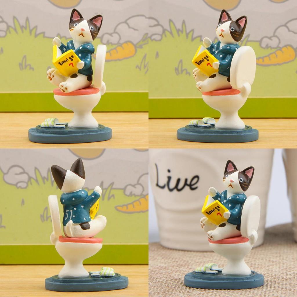Read Resin Book Cat Action Figures Model Toy Cartoon Tabletop Decoration Gifts