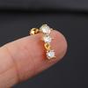 1pc Simple Gold Color Elegant Screw Stud  Earring For Women Cute Ear Piercing Lobe Cartilage Accessory Mini Zircon Ear Jewelry