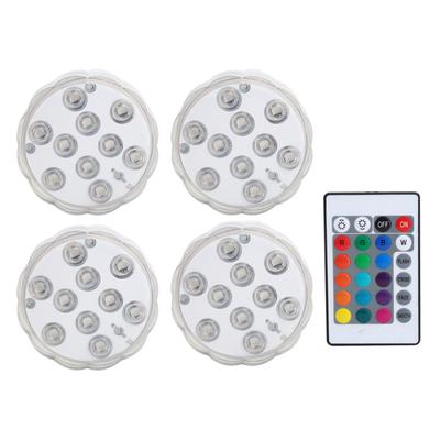 4 Τεμάχια IP68 Υποβρύχια Λάμπα RGB 16 Χρωμάτων που Αλλάζουν Φωτισμός Πισίνας Διακόσμηση με Υπέρυθρες 24;Τηλεχειριστήριο Κλειδιού