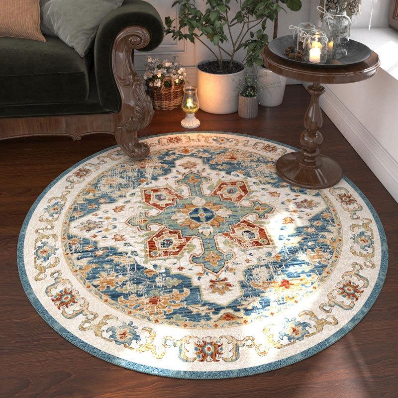 Retro Bohemia Etnický Styl Kulatý Koberec Obývací Pokoj Pohovka Ložnice Noční Stolek Kuchyně Vstupní Dveře Rohožka Protiskluzová Dívka Domácí Dekorace Koberec