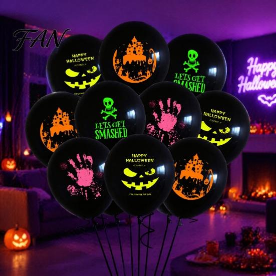 Glowing Holiday Ornaments 12PCS Halloween Fluorescent Balloons, Durable Latex Party Decorations, Glow In The Indoor Outdoor Decor Dark Festive