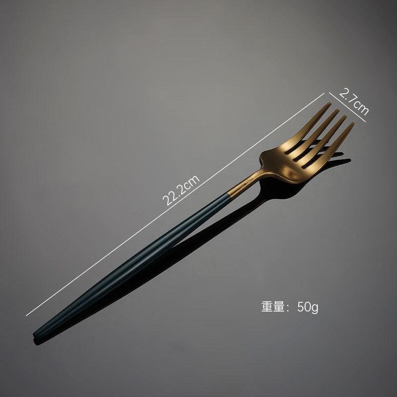 304 Stainless Steel Portuguese Knife and Fork Spoon Titanium-plated Gold Thick Western Tableware Paint Handle Wedding Gift