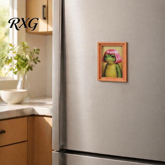 Hair Style Frog Magnet Abstract Refrigerator Magnet, Framed Hairstyle Fridge Animal Frame Home Kitchen Office Decoration Party Favors Magnetic
