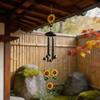Outdoor Wind Piece Hanging Item with Flower Theme, Metal Top Hook Use for Porch Yard Gardens Display Near Entryway Seating, 35.4 X 4.33 Inches