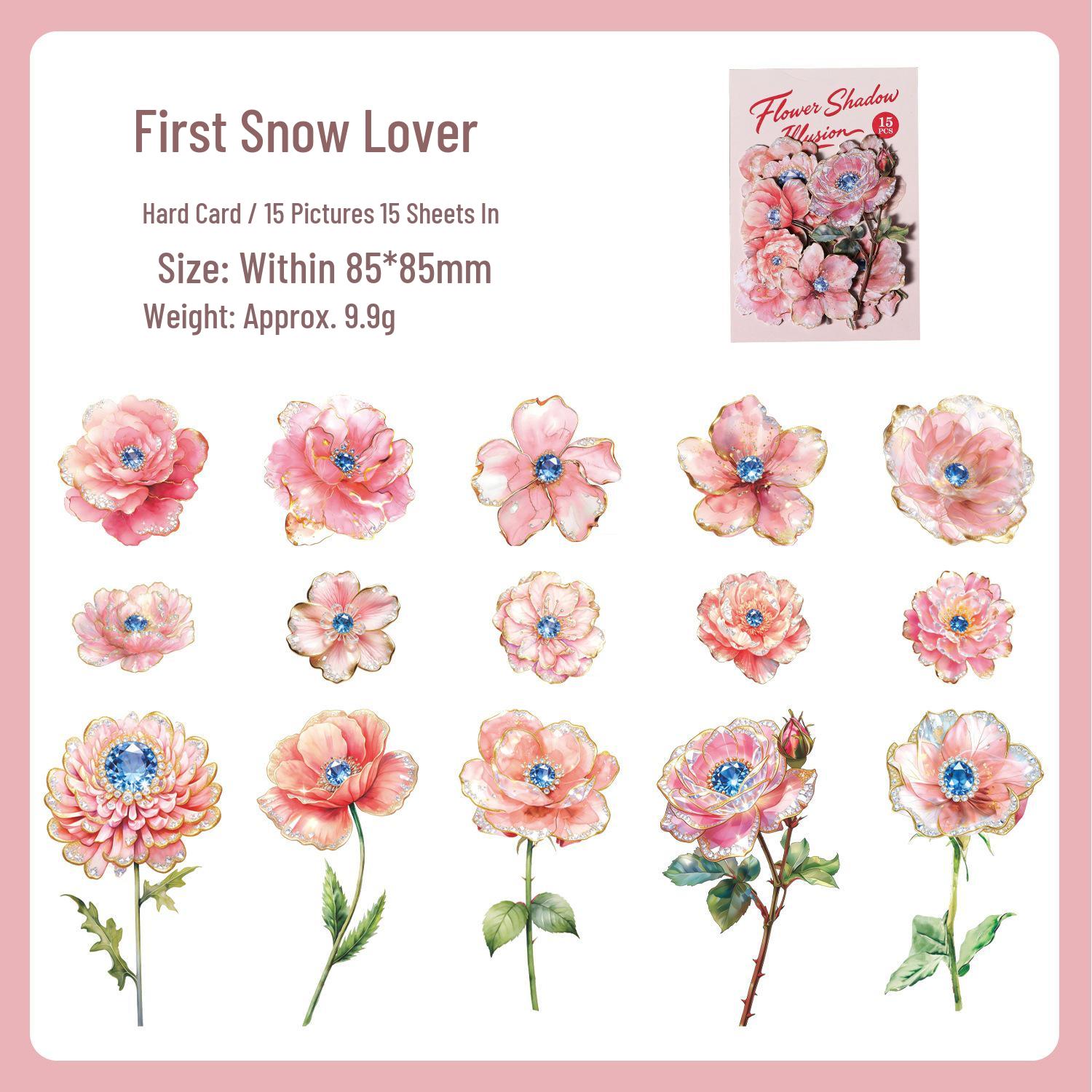 Flower Shadow Fantasy: Retro Floral Dance Card Stickers for DIY Journals & Phone Back Collage