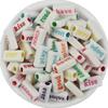 50 Acrylic Rectangle Word Beads, Candy Colors, Solid, Perforated for DIY Crafting.