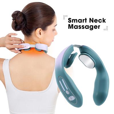 Masajeador eléctrico de pulso TENS para cuello, alivio del dolor, masajeador inalámbrico de columna cervical con calefacción, herramienta de relajación y terapia de amasamiento.