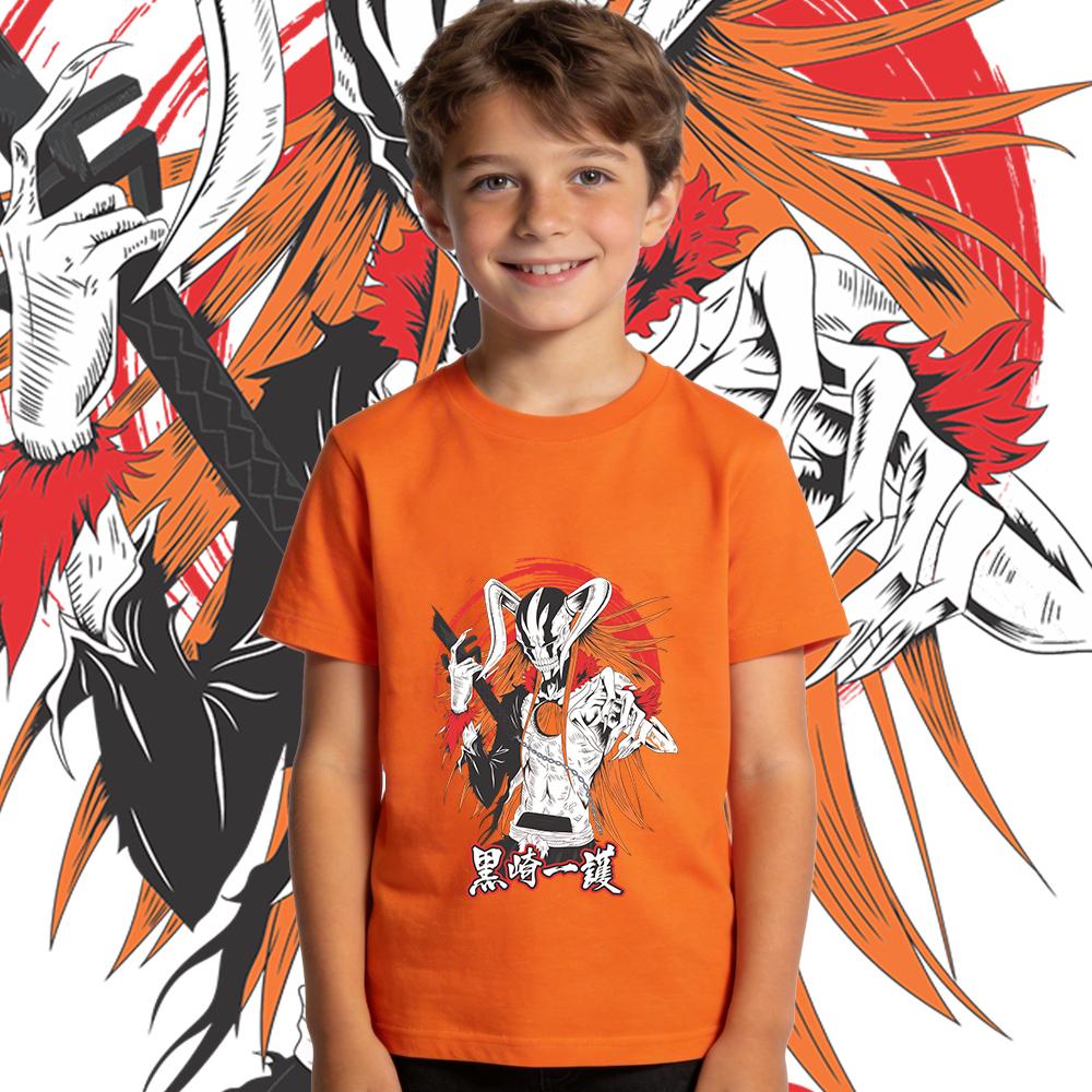 Boys Girls Bleach Hollow Anime Print Cotton T Shirt Kids Casual Short Sleeve Summer Top Soft Breathable